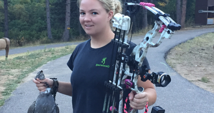 Holding a Bird and Bow